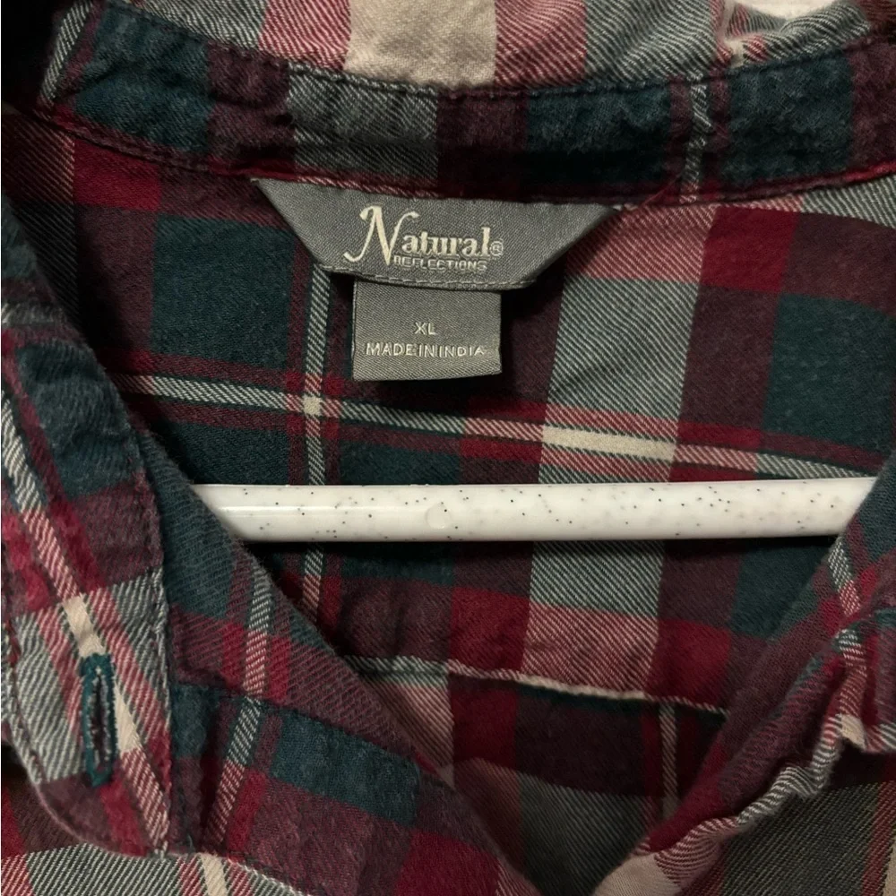 Natural Reflections Casual Plaid Shirt - Red and Green - Picture 2 of 3